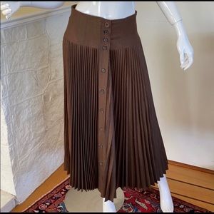 Vintage Wool & Cashmere Pleated Golf  Maxi Skirt